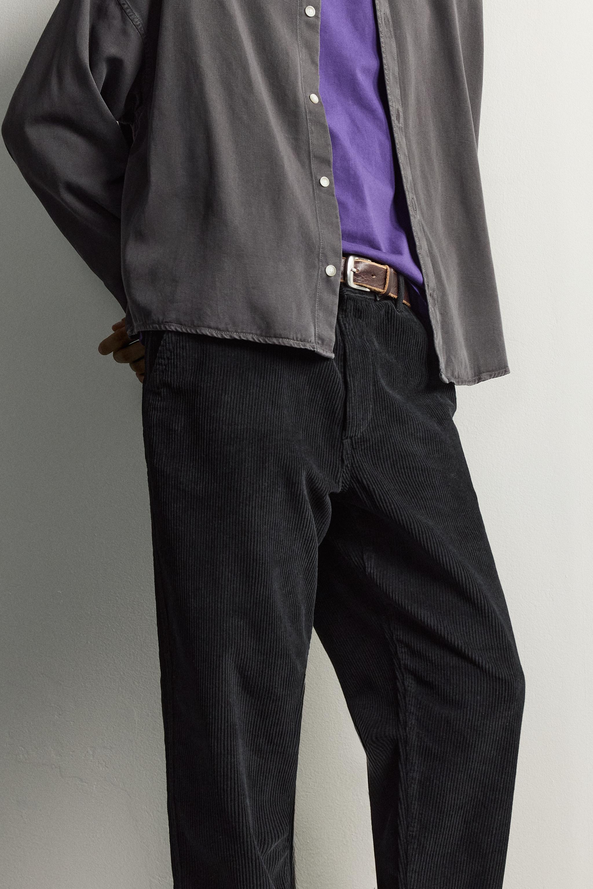 WASHED CORDUROY CARROT-FIT PANTS